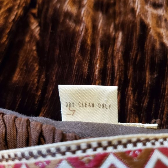 Ventilo‎ 8 10 Brown Maxi Skirt Modest La Colline Rayon Made in France Velvet - Picture 5 of 5